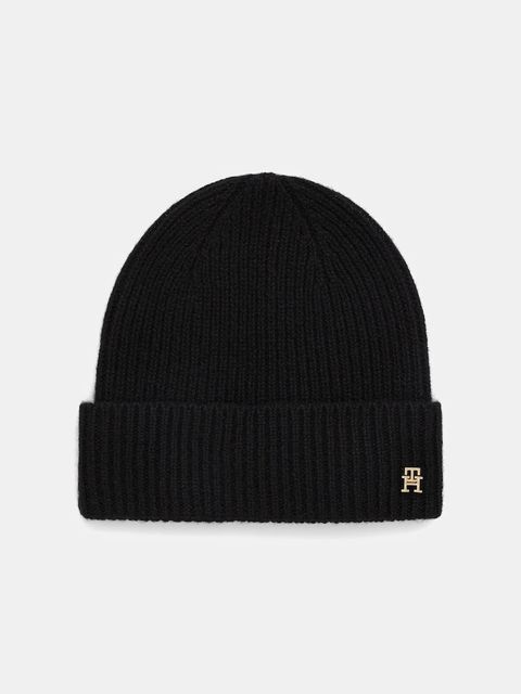 Tommy Hilfiger czapka kaszmirowa kolor czarny AW0AW17772 - zdjęcie produktu nr 1