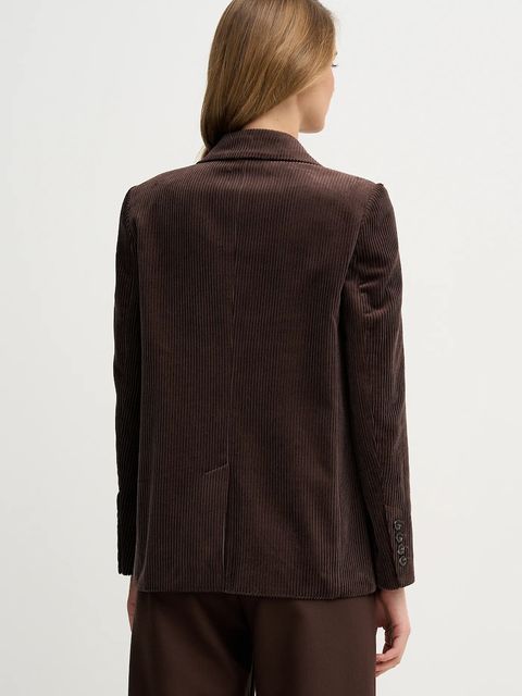Sisley marynarka sztruksowa kolor brązowy jednorzędowa gładka 29L0LW03J