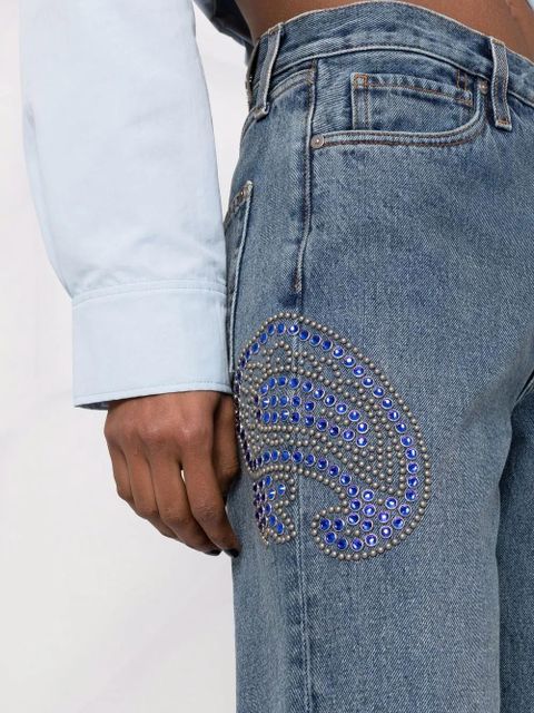 ETRO rhinestone-embellished paisley jeans - Blue