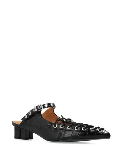 GANNI 50mm buckle-fastening lace-up mules - Black