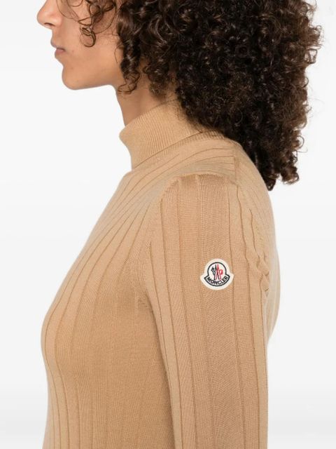 Moncler logo-patch ribbed top - Brown - zdjęcie produktu nr 2