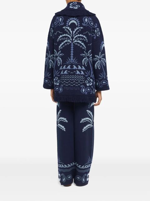 Alanui palm-tree fringed cardigan - Blue