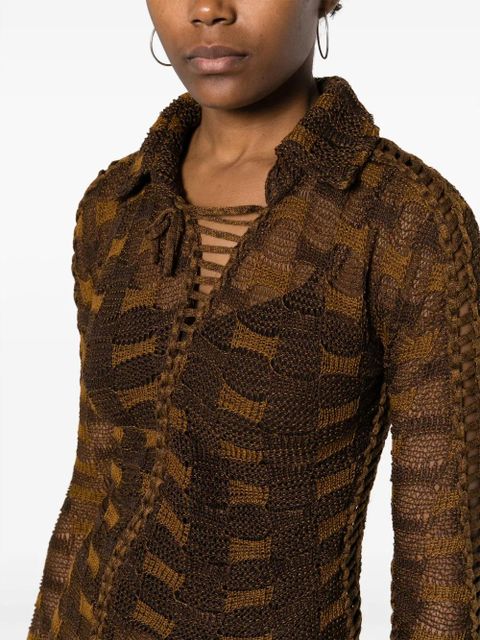 Isa Boulder tie-fastening knitted shirt - Brown