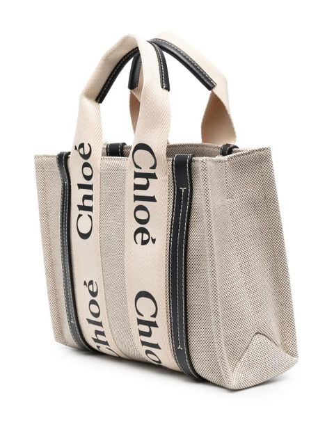 Chloé Woody logo-print tote bag - Neutrals