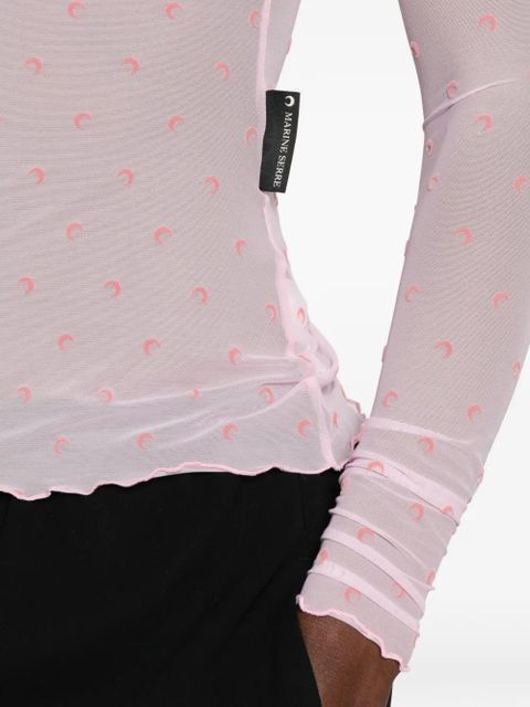 Marine Serre moon-print long-sleeve T-shirt - Pink