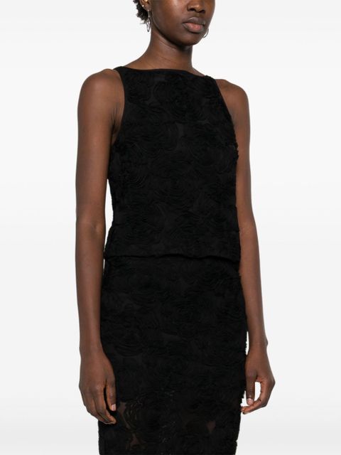 ROTATE BIRGER CHRISTENSEN flower mesh top - Black