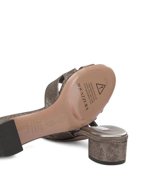 Aquazzura knot-detail laminated mules - Grey