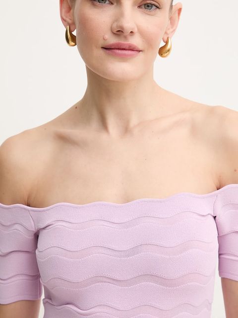 Herve Leger bluzka Lainey damska kolor fioletowy gładka SCJ1513588