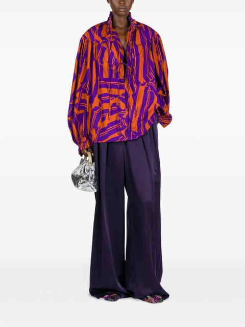 DRIES VAN NOTEN ruffled cotton shirt - Purple - zdjęcie produktu nr 2