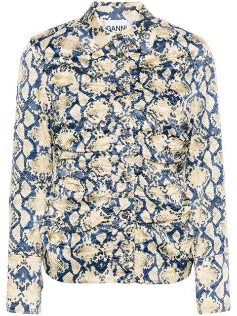 GANNI snake-print satin shirt - Blue - zdjęcie produktu nr 1