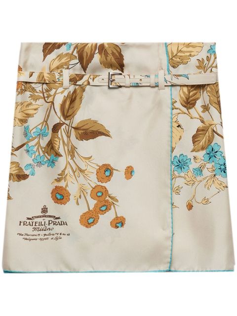 Prada floral-print silk skirt - Neutrals - zdjęcie produktu nr 1