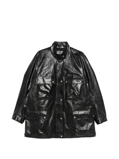 Prada zip-up leather coat - Black - zdjęcie produktu nr 1
