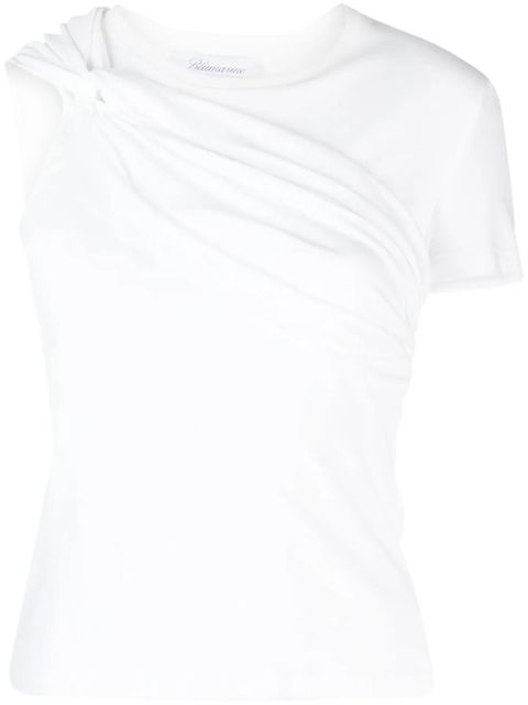 Blumarine twist-detail cotton T-shirt - White - zdjęcie produktu nr 1
