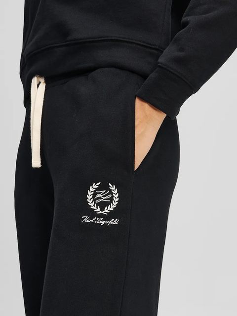 Karl Lagerfeld spodnie dresowe bawełniane HOTEL KARL damskie kolor czarny z aplikacją A3W44009 - zdjęcie produktu nr 2