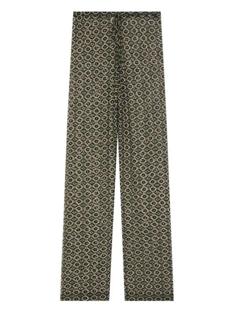DRIES VAN NOTEN geometric-pattern trousers - Green - zdjęcie produktu nr 1