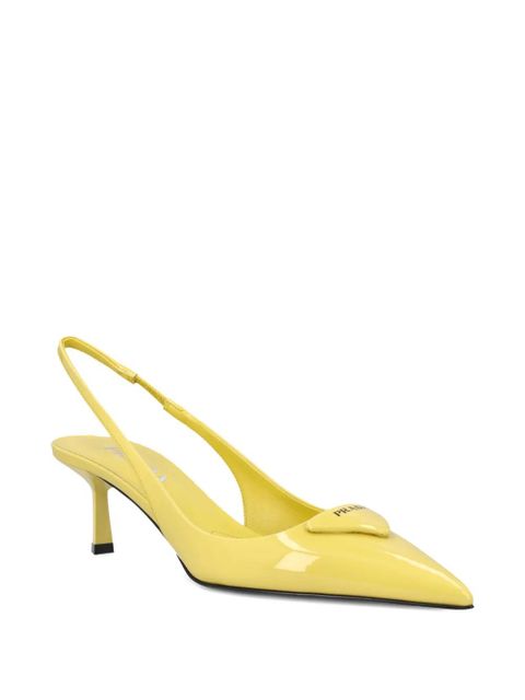 Prada logo-plaque pointed-toe pumps - Yellow - zdjęcie produktu nr 2