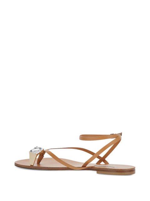 Casadei crystal-embellished leather sandals - Neutrals