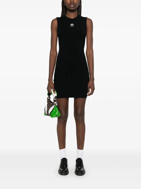 Marine Serre Crescent Moon-detail mini dress - Black