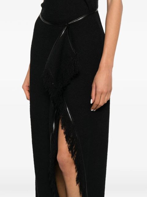 Nanushka Rayen frayed draped midi dress - Black