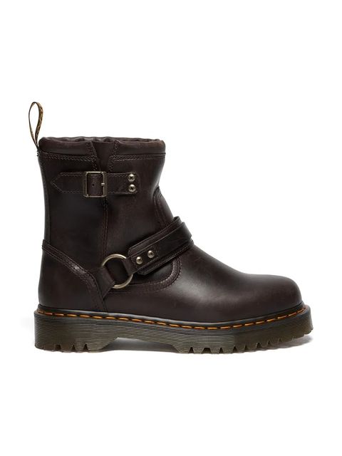 Dr. Martens botki skórzane Anistone Harness damskie kolor brązowy na płaskim obcasie DM41870200 - zdjęcie produktu nr 1