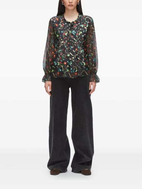 3.1 Phillip Lim floral-pattern long-sleeve blouse - Black