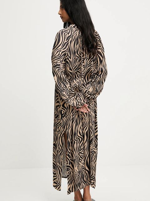 Answear.LAB sukienka kolor brązowy midi rozkloszowana