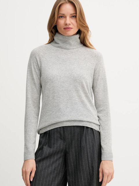 United Colors of Benetton sweter z dodatkiem wełny damski kolor szary lekki z golfem 1035D2551 - zdjęcie produktu nr 1