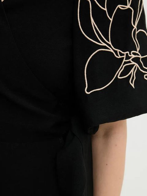 Answear.LAB sukienka z lnem kolor czarny mini rozkloszowana