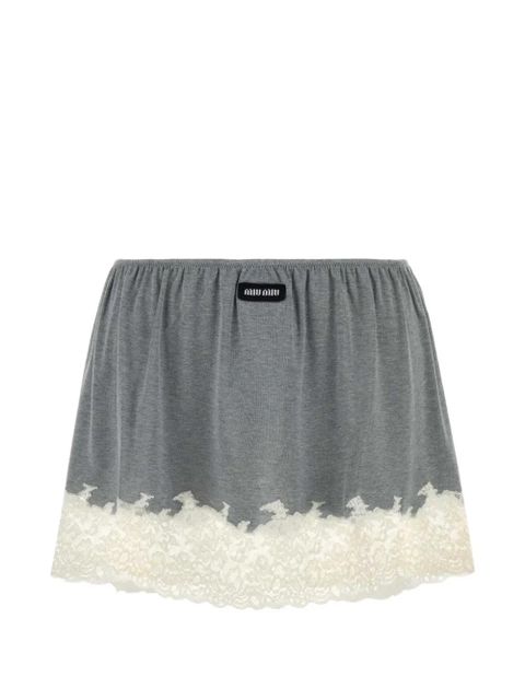 Miu Miu lace-hem mini skirt - Grey - zdjęcie produktu nr 1