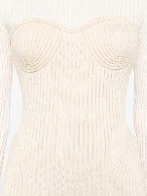 Jean Paul Gaultier ribbed-knit corset dress - Neutrals