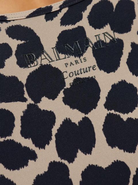 Balmain leopard-print swimsuit - Black
