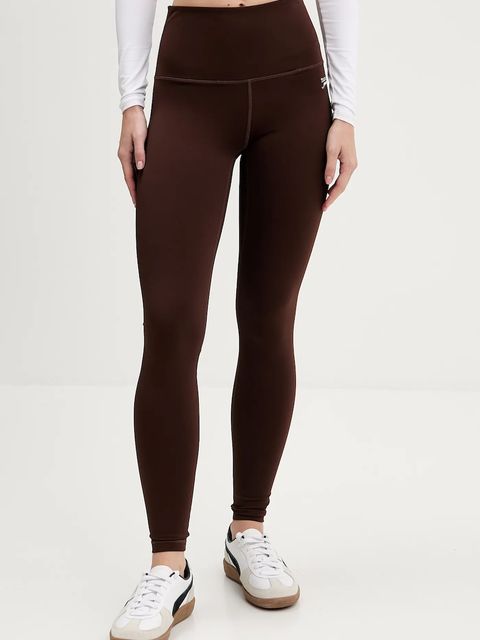 Tommy Jeans legginsy damskie kolor brązowy gładkie DW0DW21830