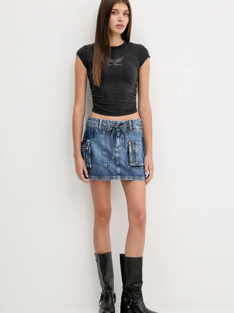 Guess Originals spódnica jeansowa HARRINGTON kolor niebieski mini ołówkowa W5YD0L D5R01