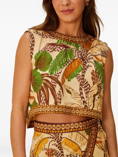 FARM Rio foliage sketch open back top - Neutrals