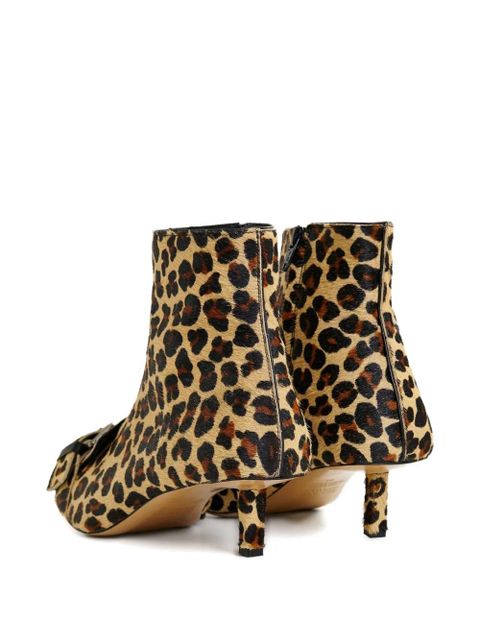 Essentiel Antwerp 45mm Ickle leopard-print buckle ankle boots - Brown