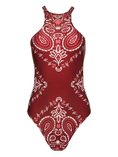 The Attico bandana-print halterneck swimsuit - Red - zdjęcie produktu nr 1