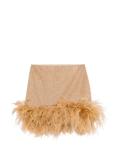 Oséree feather-trim mini skirt - Gold - zdjęcie produktu nr 1