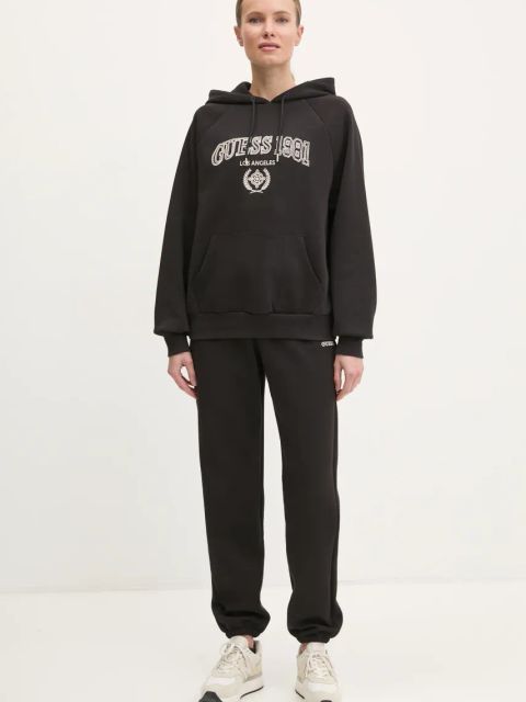 Guess spodnie dresowe MARGARET kolor czarny z aplikacją V5RB02 KCLD1