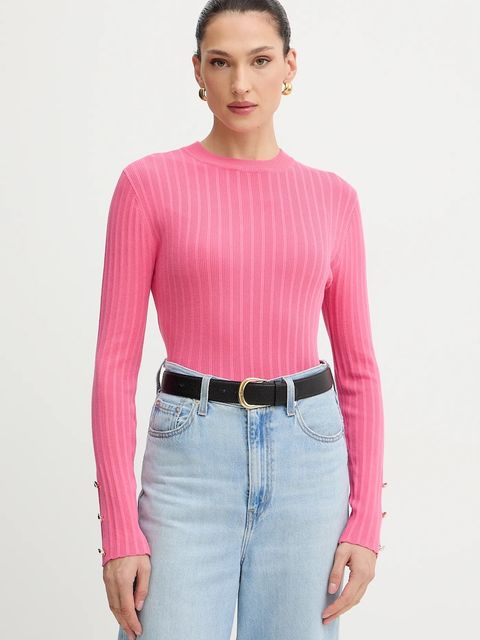 Morgan sweter damski kolor różowy lekki z półgolfem MCIELO - zdjęcie produktu nr 1