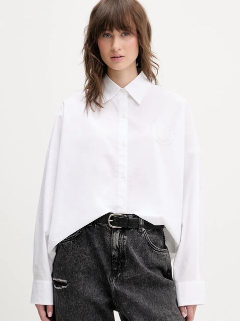 Hugo Blue koszula bawełniana Edafne_B damska kolor biały relaxed z kołnierzykiem klasycznym 50555625 - zdjęcie produktu nr 1