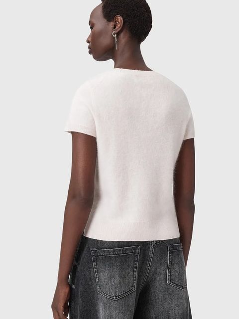 AllSaints t-shirt kaszmirowy REBEL TEE kolor różowy W118KB