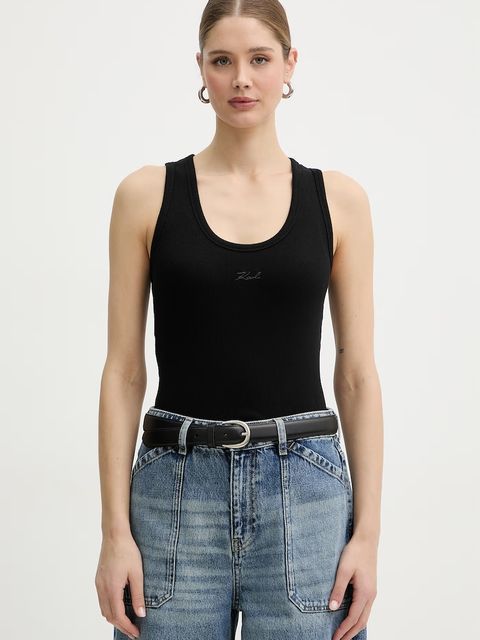 Karl Lagerfeld top damski bawełniany z elastanem - zdjęcie produktu nr 2