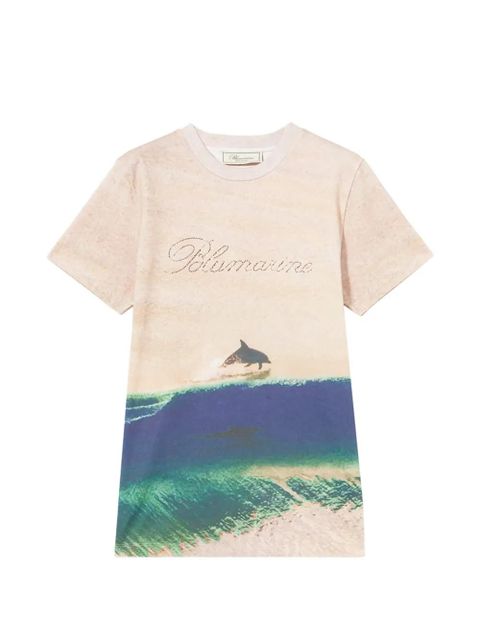 Blumarine print embroidered T-shirt - Neutrals - zdjęcie produktu nr 1