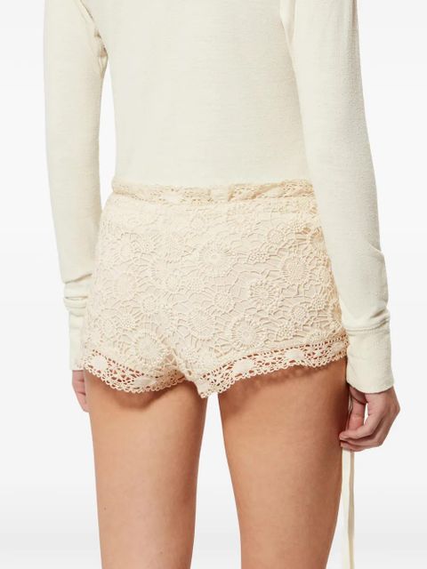 ISABEL MARANT Yeliz floral-details mini cotton shorts - Neutrals
