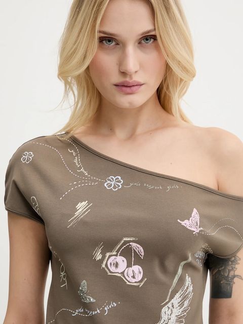 Miss Sixty t-shirt damski kolor brązowy 6S2SJ14400