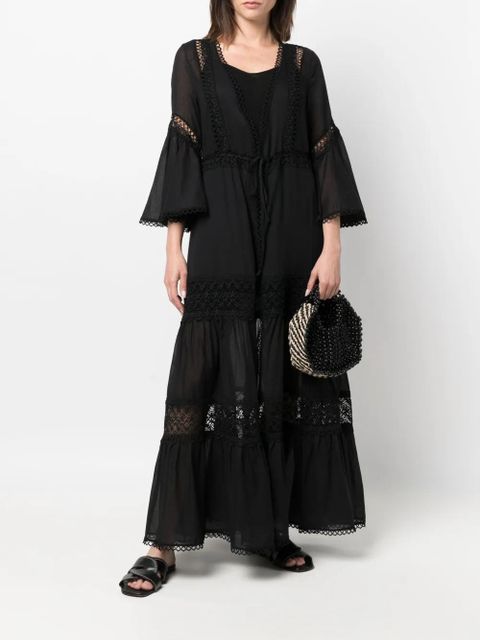 Charo Ruiz Ibiza floral-lace embroidered V-neck dress - Black - zdjęcie produktu nr 2