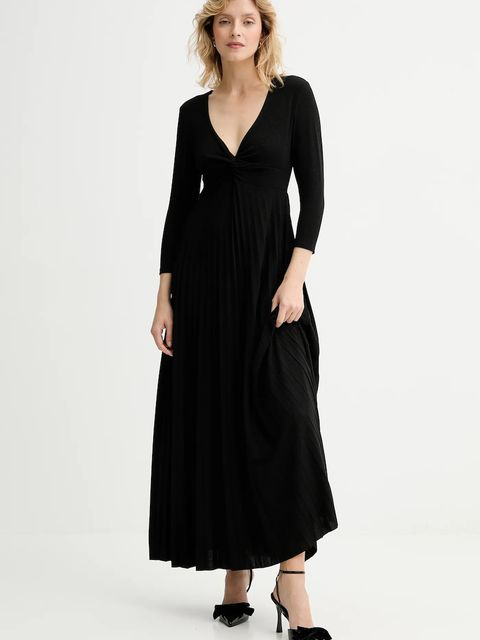 Answear.LAB sukienka kolor czarny maxi rozkloszowana