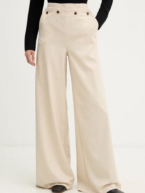 MAX&Co. spodnie damskie kolor beżowy szerokie high waist 2526136124200 - zdjęcie produktu nr 1