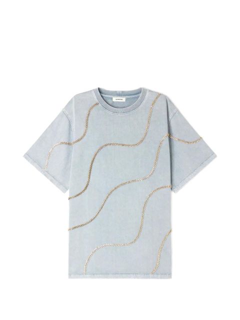 SANDRO rhinestone-embellished cotton T-shirt - Grey - zdjęcie produktu nr 1