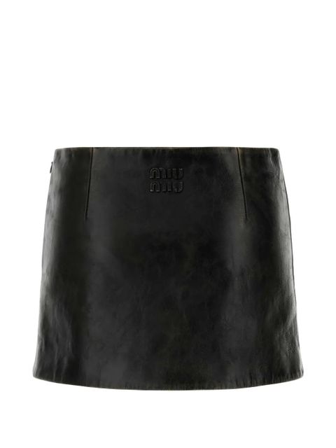 Miu Miu leather mini skirt - Black - zdjęcie produktu nr 2